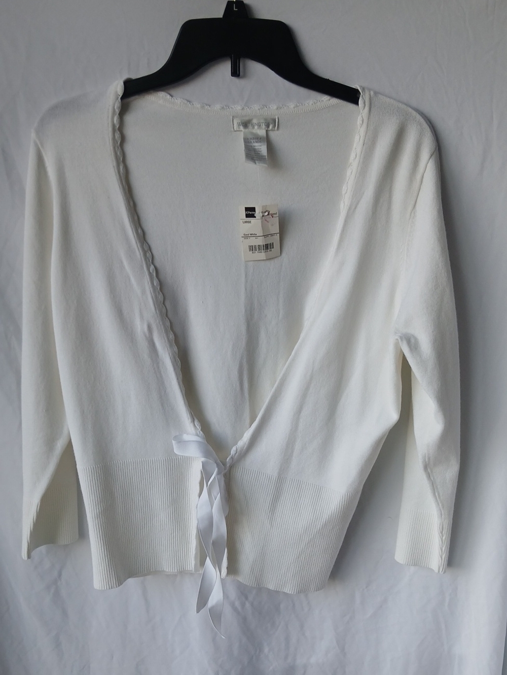 Worthington White Tie-Front Lightweight Cardigan